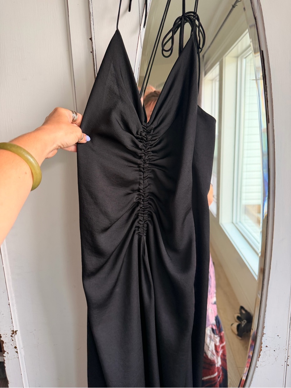 Sandro Black Strapless Ruched Slip Dress